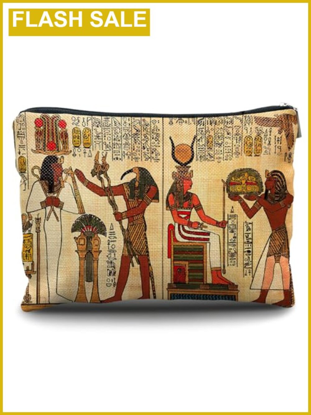 Egyptian Mythology Linen Makeup Cosmetic Bag Toiletry Travel Pouch